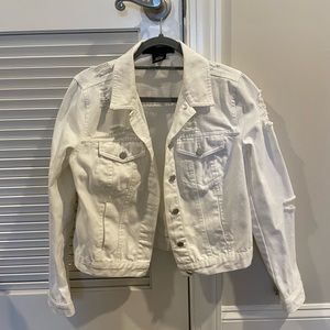 White TINSEL distressed jean jacket - size small